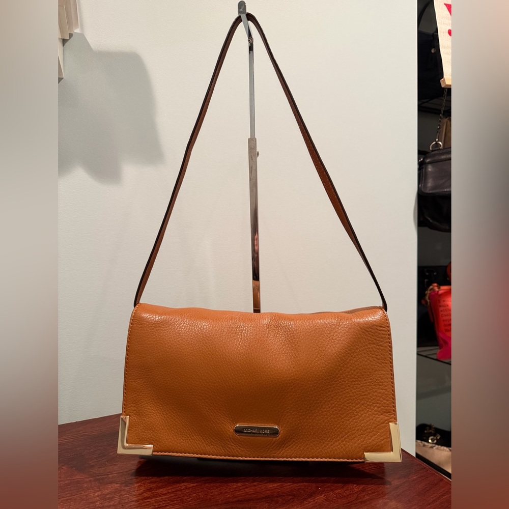 Michael Kors Beverly Tan Leather Shoulder Bag